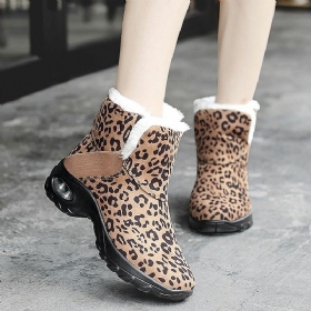 Dame Varmfôret Sklisikre Leopard Slip On Short Snow Støvler