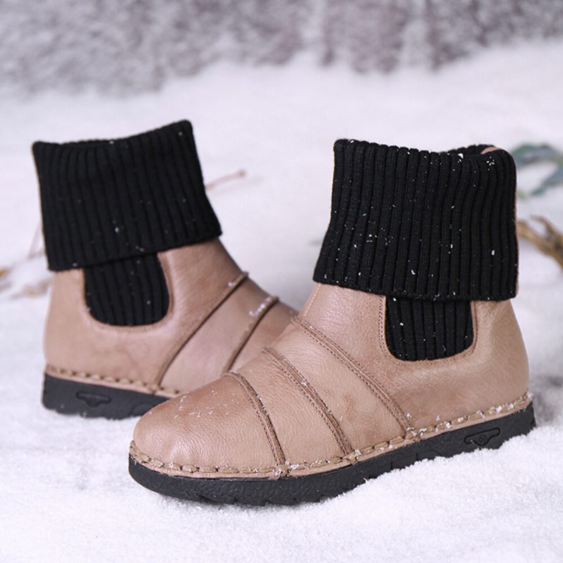 Kuskinnsøm Varmt Fôr Slip-on Flate Snow Short Støvler