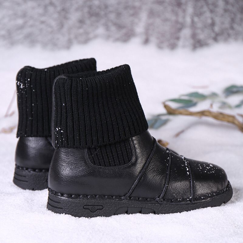 Kuskinnsøm Varmt Fôr Slip-on Flate Snow Short Støvler