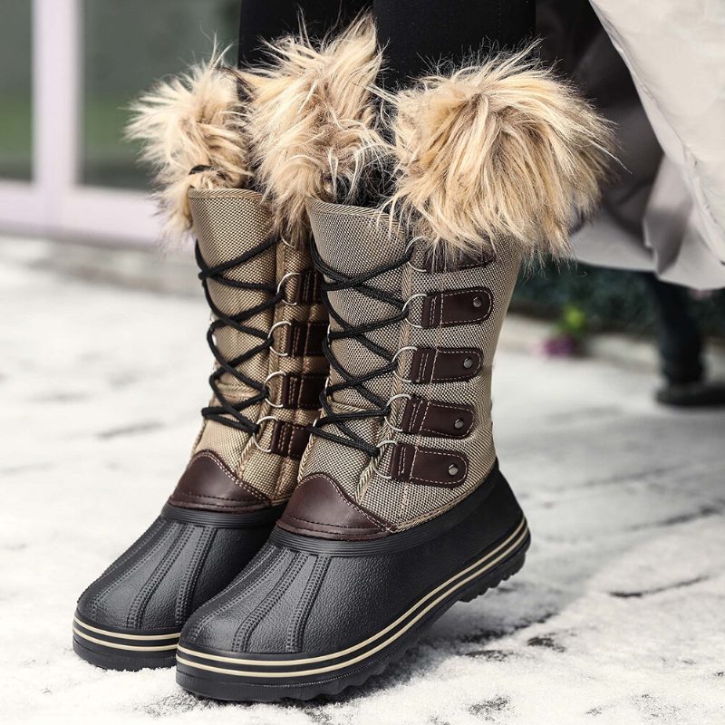 Kvinner Solid Furry Varm Sklibestandig Cross Strap Mid Calf Snow Støvler