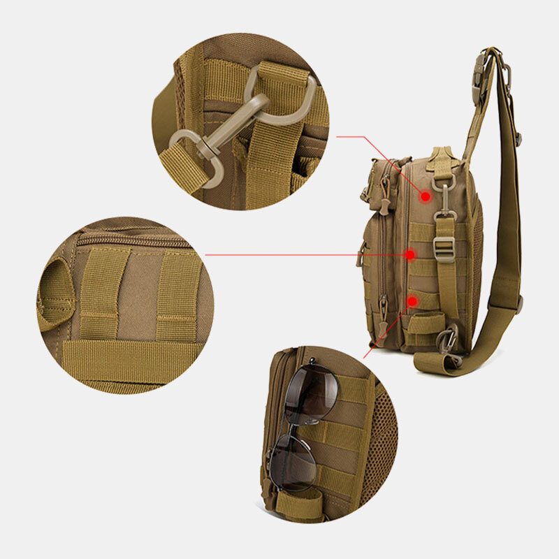 Herre Nylon Kamuflasje Multifunksjon Stor Kapasitet Utendørs Fiske Crossbody-vesker Brystveske Tactical Bag