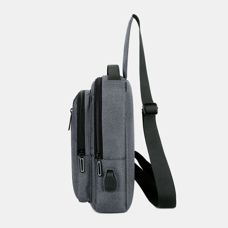 Herre Usb-lading Brystveske Med Flere Lommer Oxford Sklisikker Slitebestandig Vanntett Casual Skulderveske Crossbody-vesker