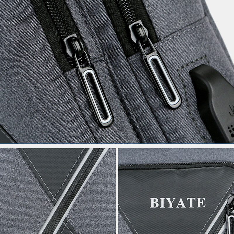 Herre Usb-lading Brystveske Med Flere Lommer Oxford Sklisikker Slitebestandig Vanntett Casual Skulderveske Crossbody-vesker