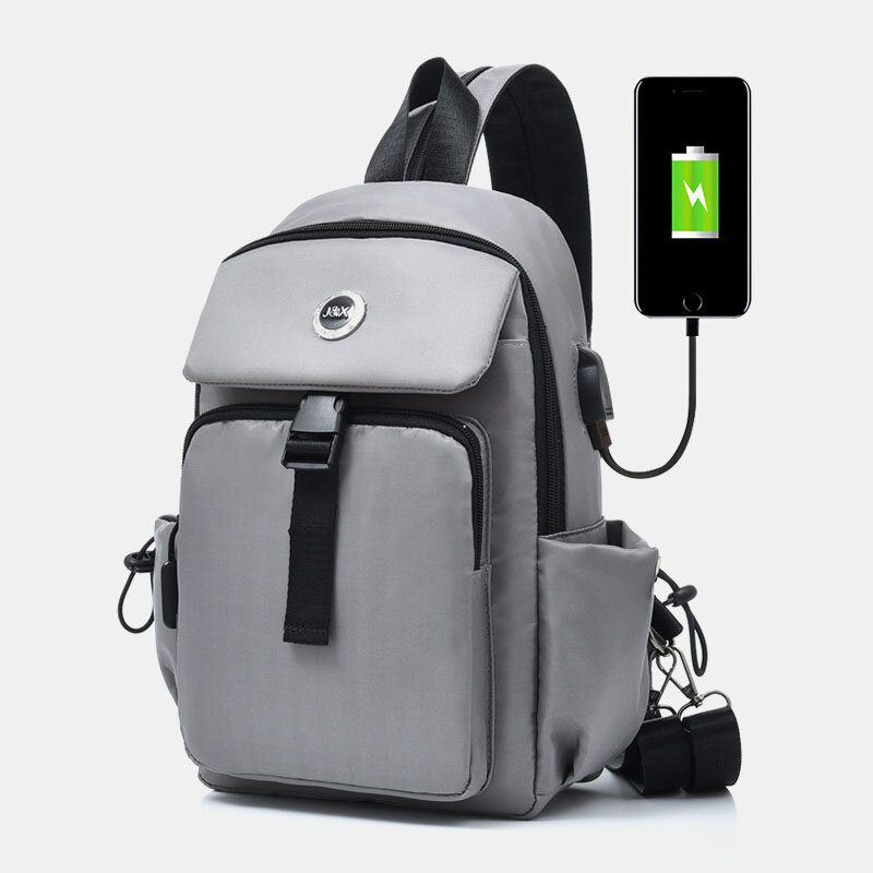 Herre Usb Lading Multi-bære Flerlags Vanntett Crossbody Vesker Bryst Vesker Sling Vesker Ryggsekk