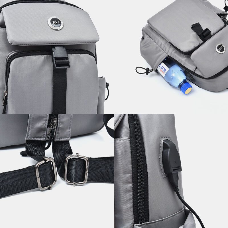 Herre Usb Lading Multi-bære Flerlags Vanntett Crossbody Vesker Bryst Vesker Sling Vesker Ryggsekk