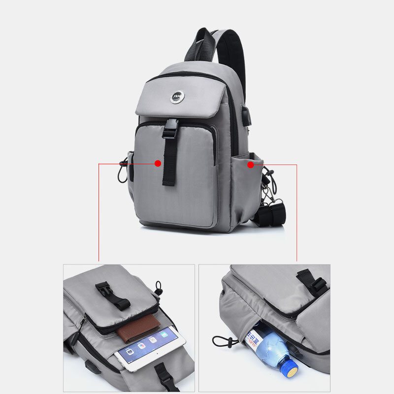 Herre Usb Lading Multi-bære Flerlags Vanntett Crossbody Vesker Bryst Vesker Sling Vesker Ryggsekk