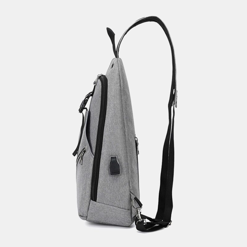 Menn Multifunksjon Vanntett Usb Ladbar Hodetelefon Hull Brystvesker Ryggsekk Skulderveske Crossbody-vesker