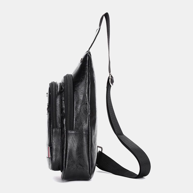 Menn Øretelefon Hull Business Multi-pocket Crossbody Vesker Bryst Vesker Sling Bag