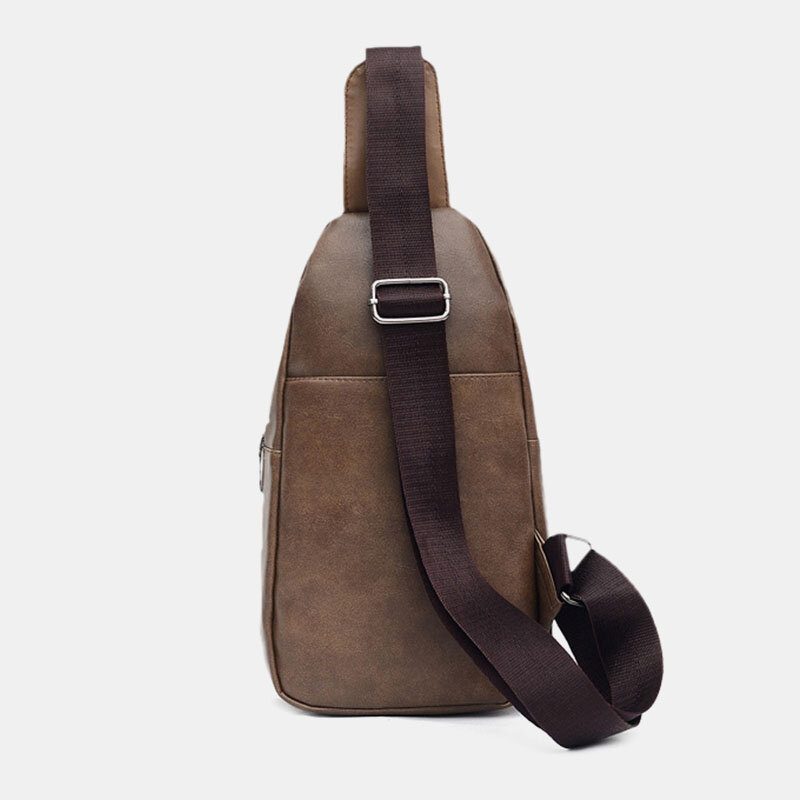 Menn Øretelefonhull Med Stor Kapasitet Business Multi-lomme Crossbody Vesker Brystveske Sling Bag