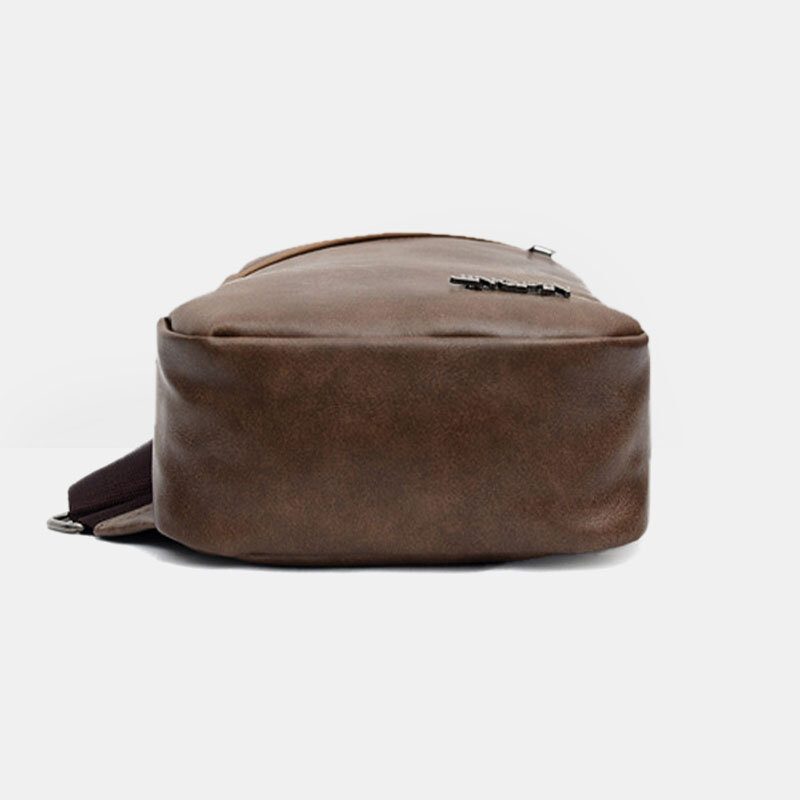 Menn Øretelefonhull Med Stor Kapasitet Business Multi-lomme Crossbody Vesker Brystveske Sling Bag