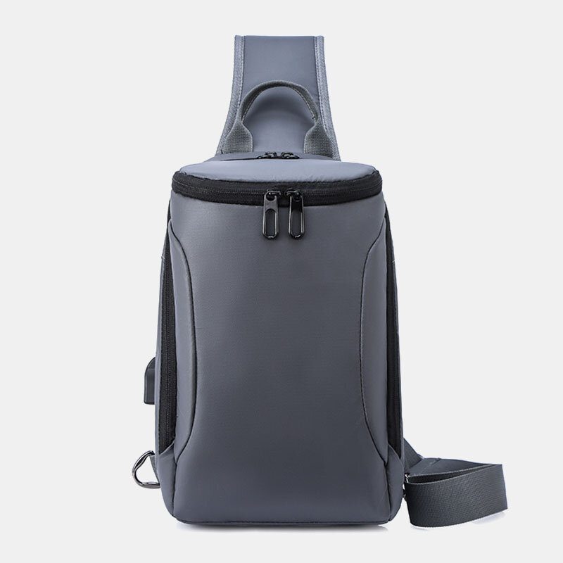 Menn Oxford Usb Lading Tyverisikring Brystveske Allsidig Vanntett Nattreflekterende Strip-design Med Stor Kapasitet Crossbody-vesker