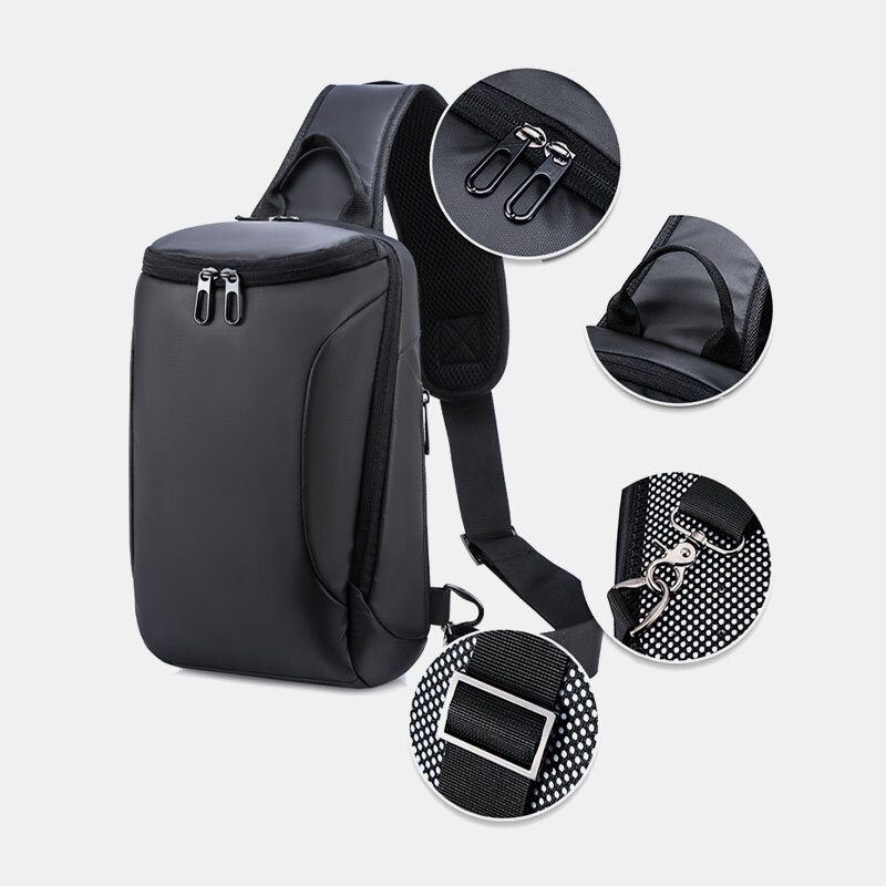 Menn Oxford Usb Lading Tyverisikring Brystveske Allsidig Vanntett Nattreflekterende Strip-design Med Stor Kapasitet Crossbody-vesker