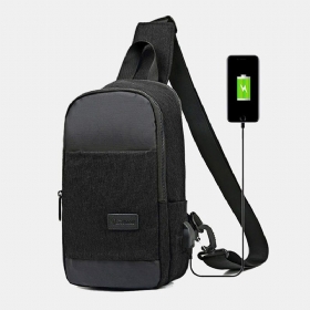 Menn Oxford Vanntett Usb Ladebrystveske Med Stor Kapasitet Messenger Crossbody Bag