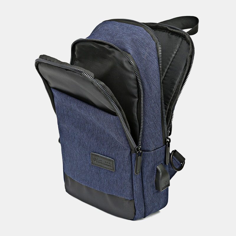 Menn Oxford Vanntett Usb Ladebrystveske Med Stor Kapasitet Messenger Crossbody Bag