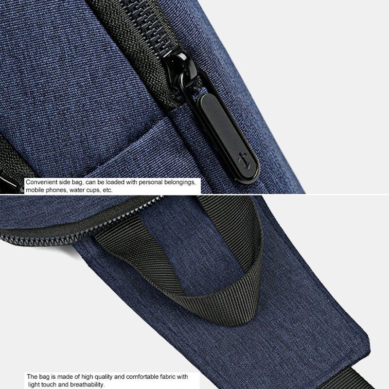 Menn Oxford Vanntett Usb Ladebrystveske Med Stor Kapasitet Messenger Crossbody Bag