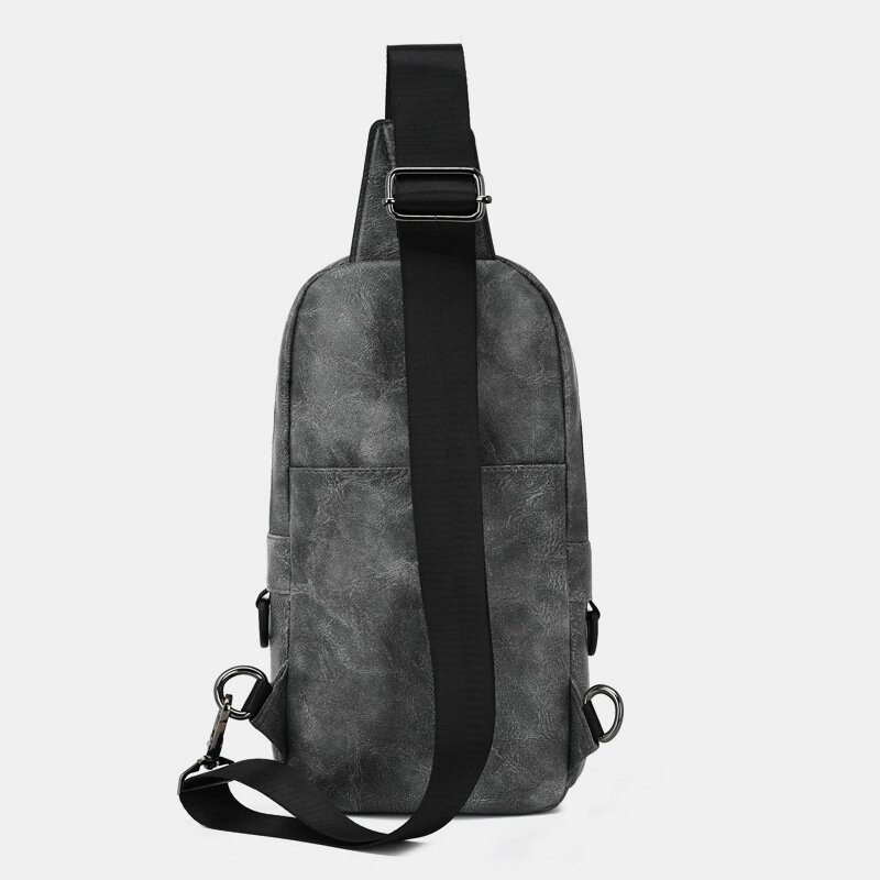 Menn Pu-skinn Vanntett Hodetelefonhull Med Flere Lommer Uformelle Brystvesker Skulderveske Crossbody-vesker