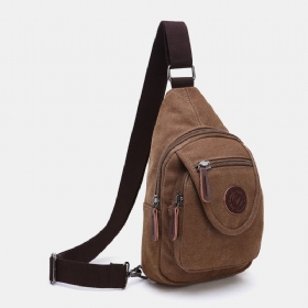 Menn Retro Canvas Brystveske Med Høy Kapasitet Fritidsklær Motstandsdyktig Vanntett Crossbody Vesker Skulderveske