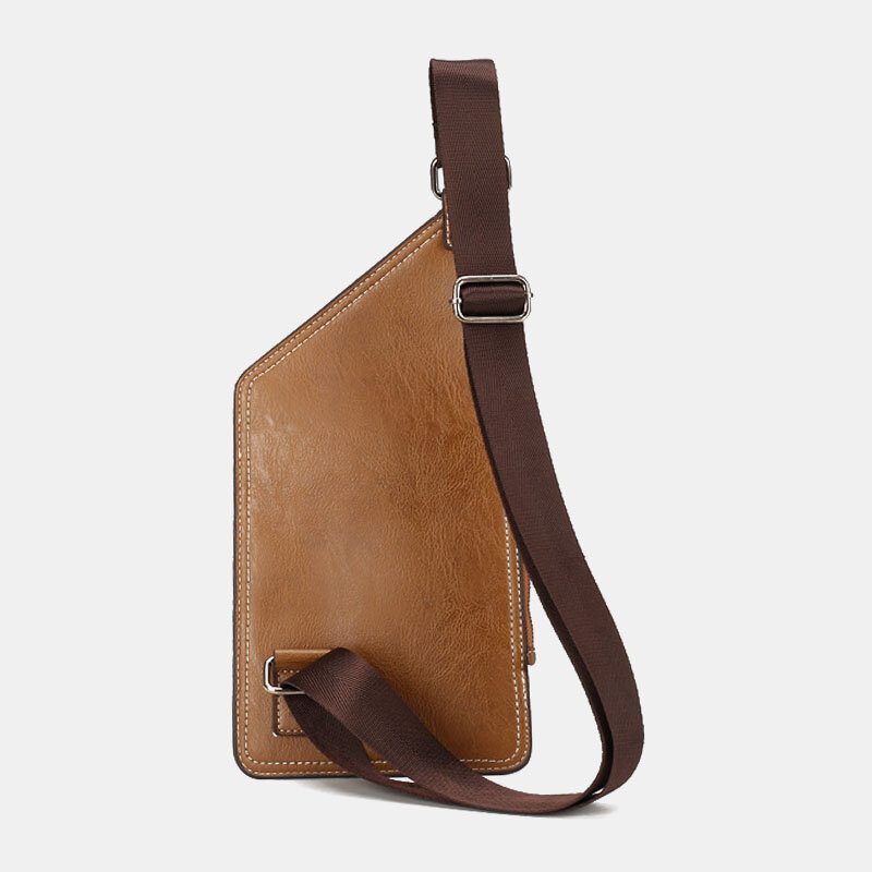 Menn Retro Pu Skinn Hodetelefon Hull Design Brystveske Flerlomme Vanntett Glidelås Crossbody Vesker Skulderveske