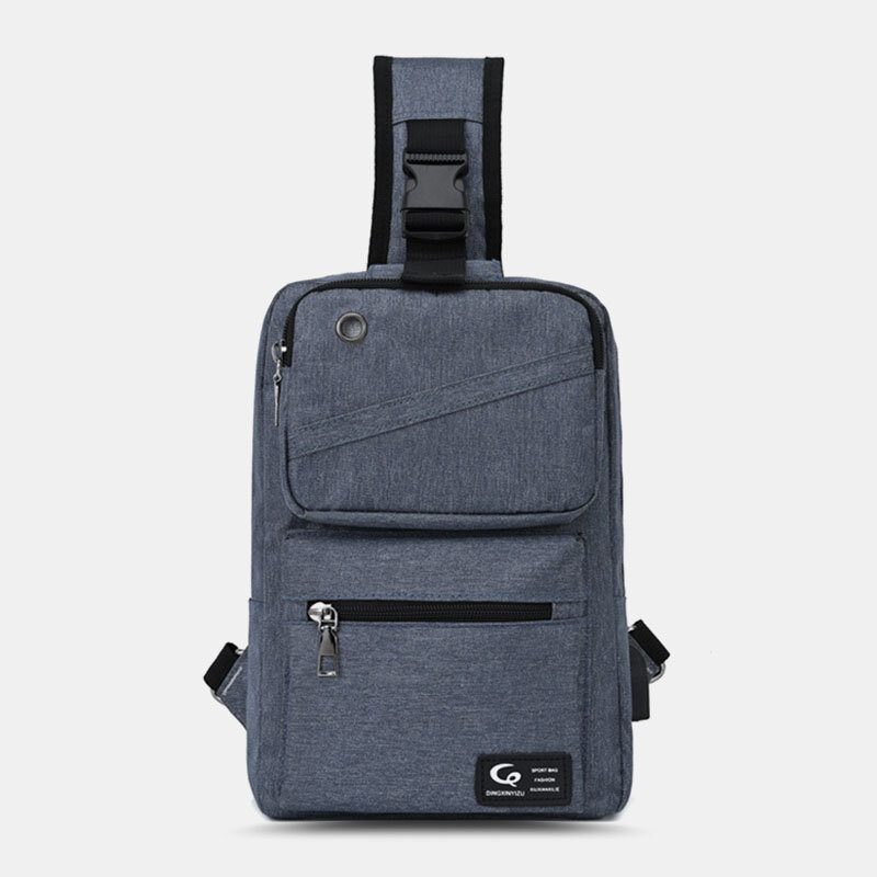 Menn Stor Kapasitet Usb Ladbart Hull Hodetelefonhull Vanntette Brystvesker Skulderveske Crossbody-vesker