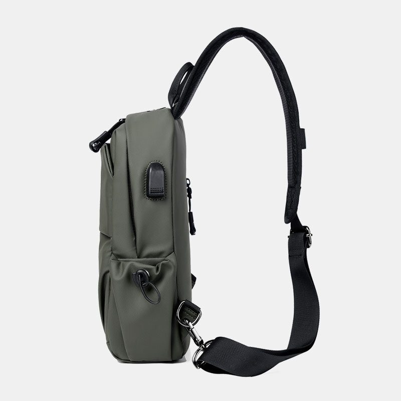 Menn Vanntett Slitebestandig Usb Lade Brystveske Multi-lomme Anti-tyveri Crossbody Skulderveske