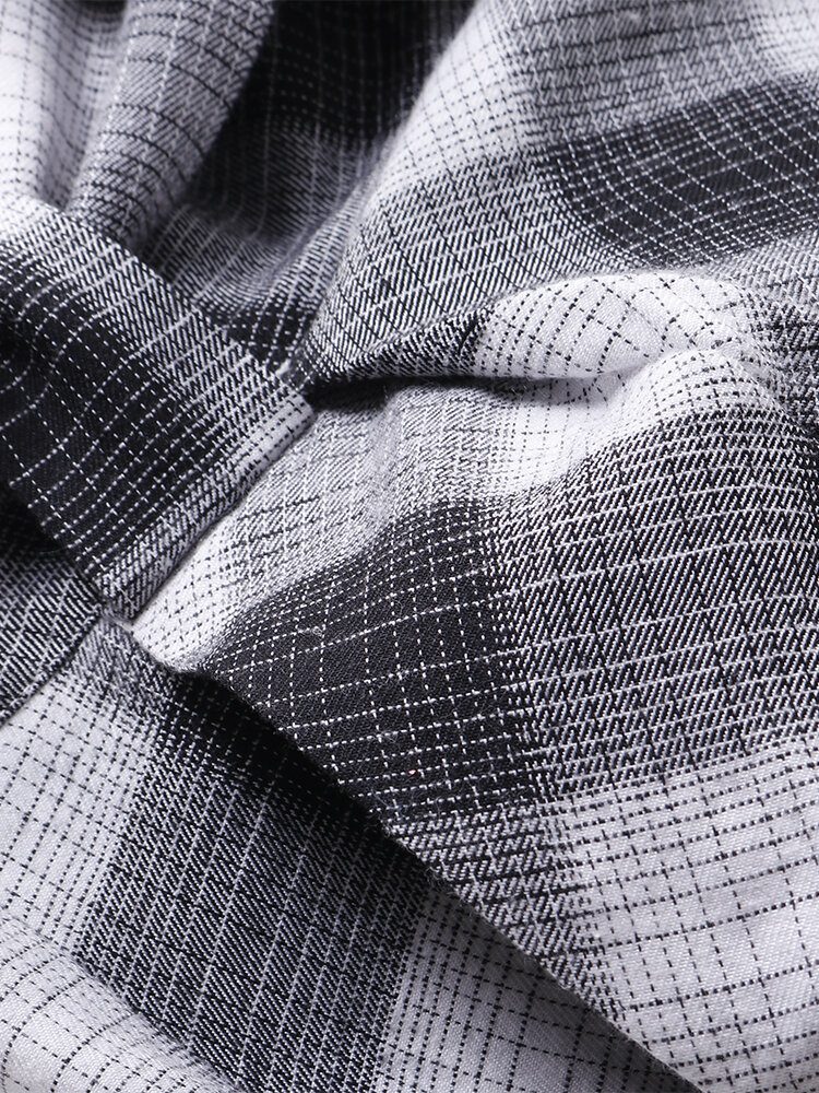 Plaid Print Knotted Pocket Høy Midje Løse Fritidsbukser For Kvinner