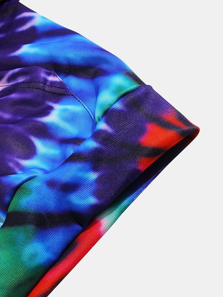 Fargerike Tie-dye Print Lomme Langermet Design Hettegensere Med Lomme For Menn