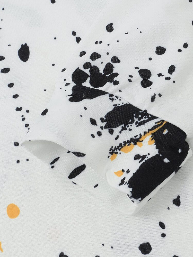 Herre All Over Ink Splatter Printing Uformelle Hettegensere Med Snøring