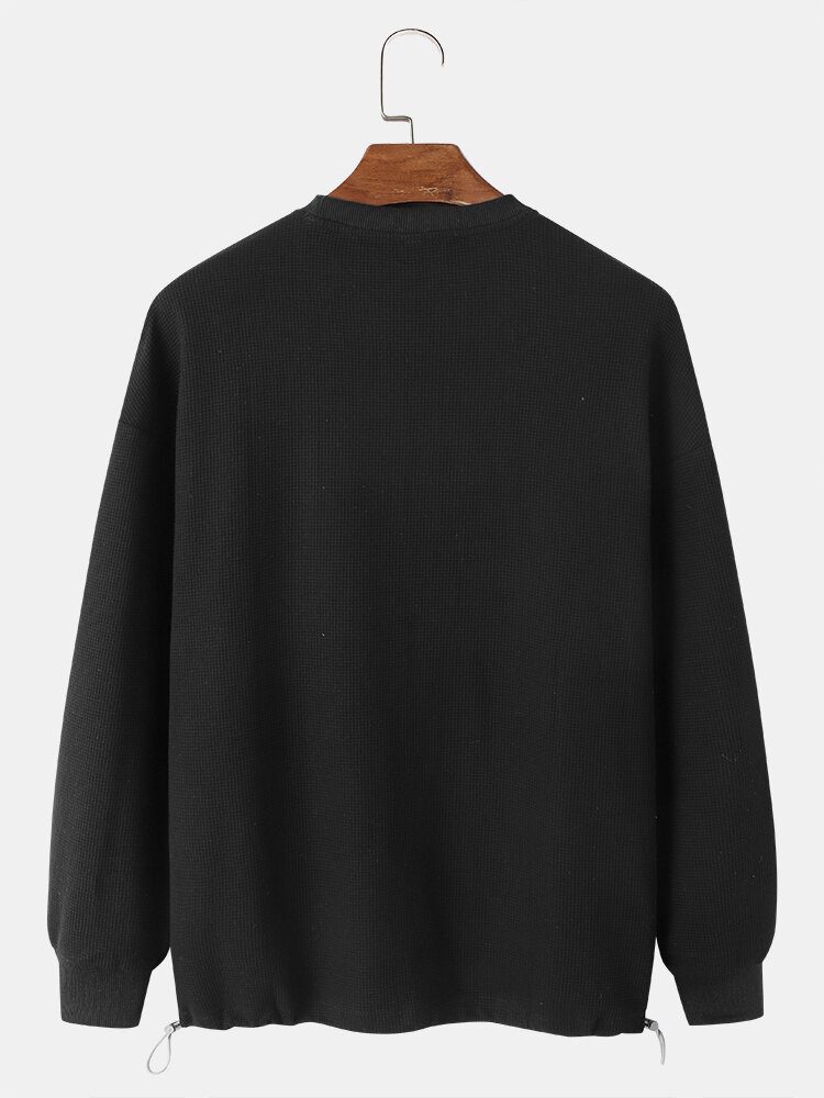 Herre Bomull Solid Brystlomme Shrink The Hem Simple Pullover Sweatshirt