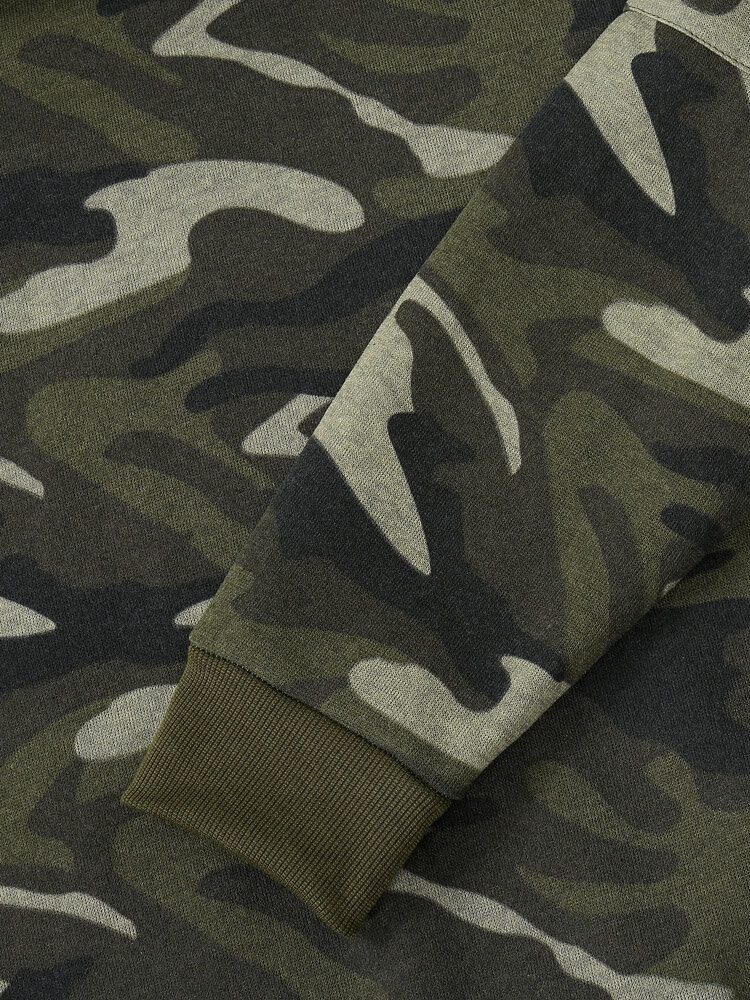 Herre Camo Print Glidelås Snøring Bodycorn Hem Uformell Hettegenser