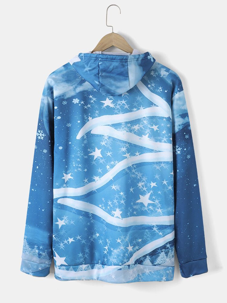 Herre Christmas All Over Stars Snowflake Print Uformelle Hettegensere Med Snøring