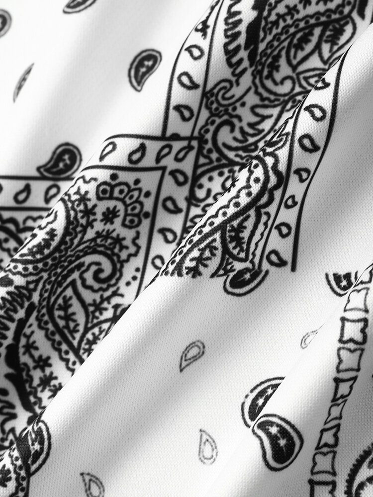 Herre Paisley Retro Ethnic Contrast Hettegenser Kangaroo Lommer Hettegenser