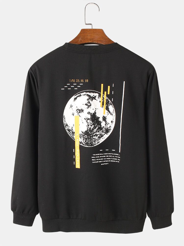 Herre Rygg Earth Tekstgrafikk 100% Bomull Overhead Sweatshirts