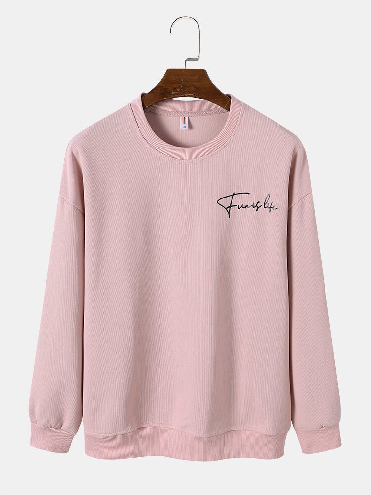 Herre Thread Letter Printed Rund Collar Casual Sweatshirt