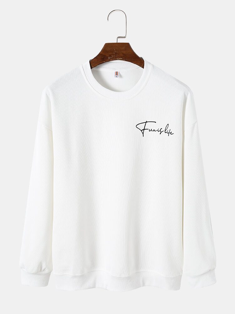 Herre Thread Letter Printed Rund Collar Casual Sweatshirt