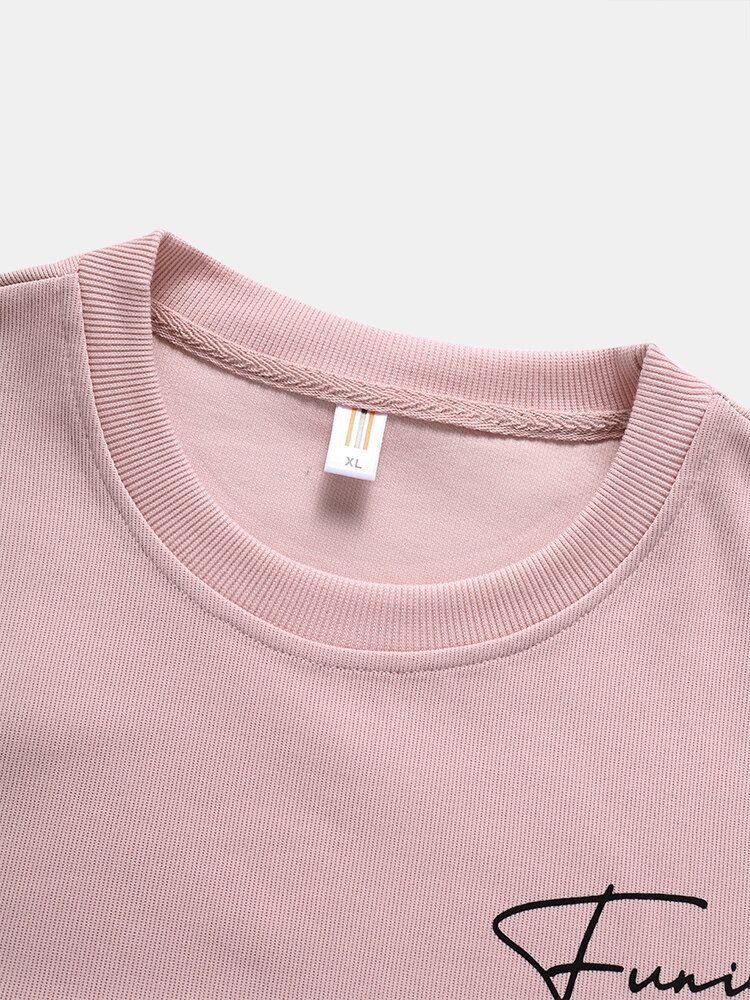 Herre Thread Letter Printed Rund Collar Casual Sweatshirt