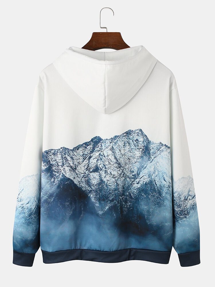 Herredesign Mountain Landscape Print Lomme Hettegensere Med Snøring