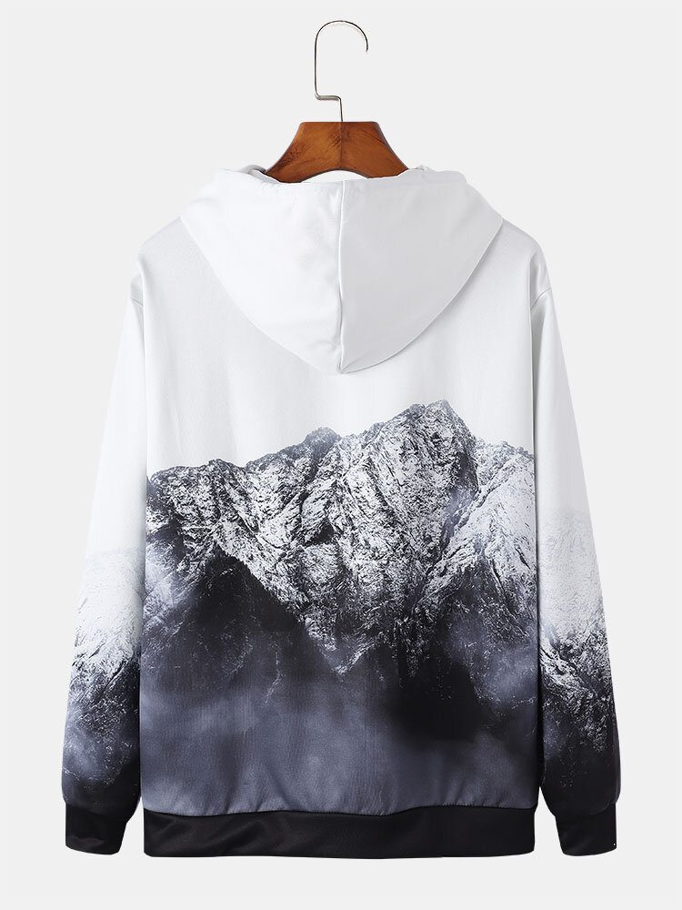 Herredesign Mountain Landscape Print Lomme Hettegensere Med Snøring