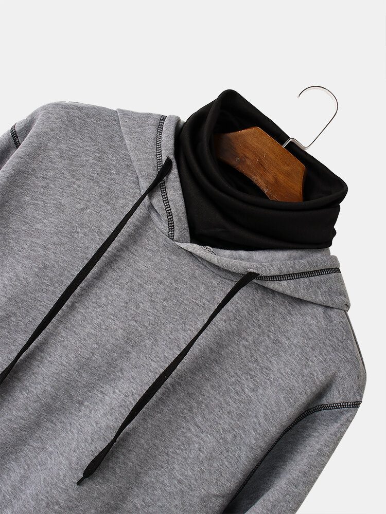 Menn Inside-out Kontrast Drop Shoulder Casual Snood-hettegenser