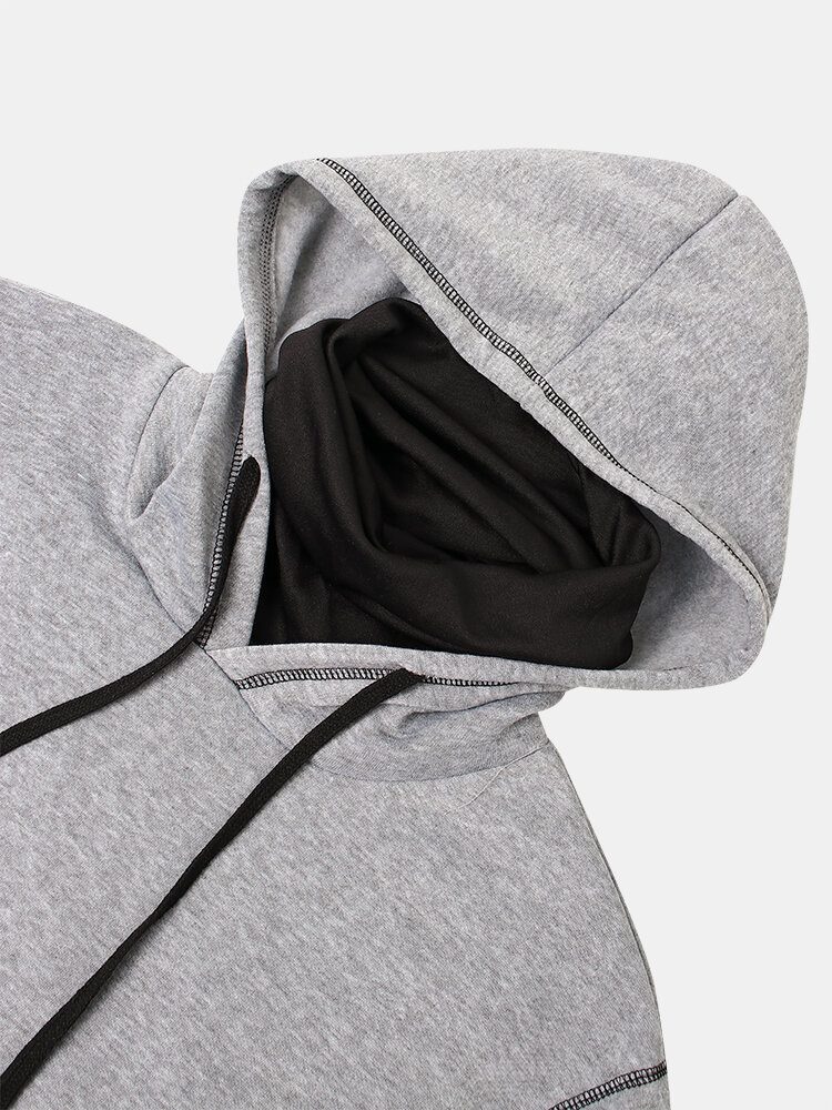 Menn Inside-out Kontrast Drop Shoulder Casual Snood-hettegenser