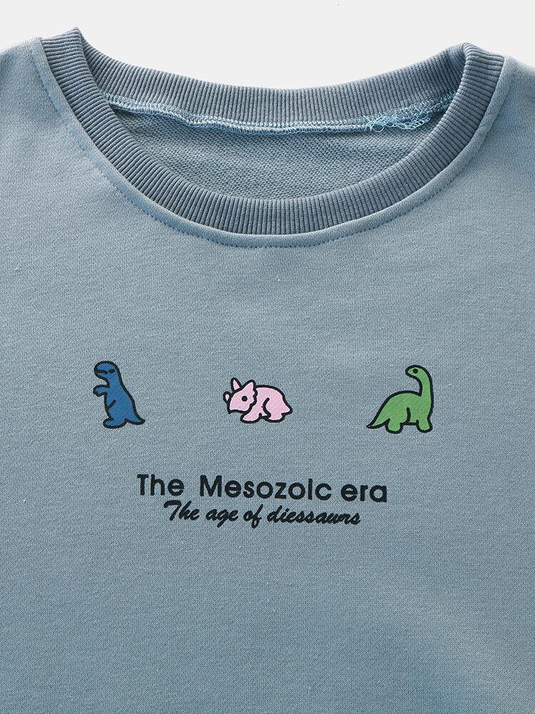 Tegneserie Dinosaur Letter Print Pulllover Langermede Gensere For Menn