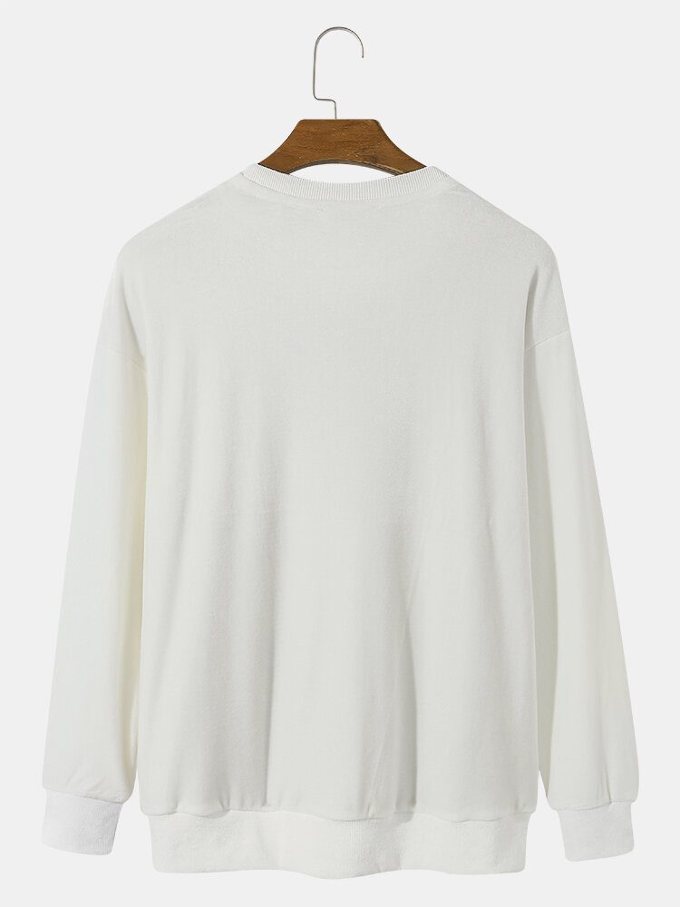 Velvet Color Block Sweatshirt Med Rund Hals For Menn