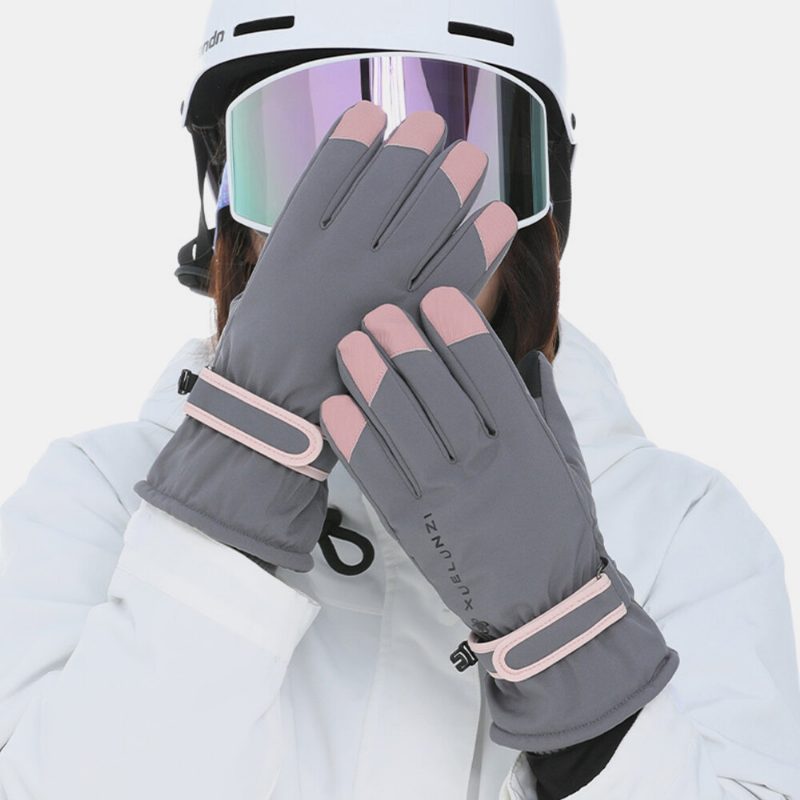 Kvinner Screentouch Vindtett Vanntett Ridning Ski Varm Sport Fullfinger Hansker