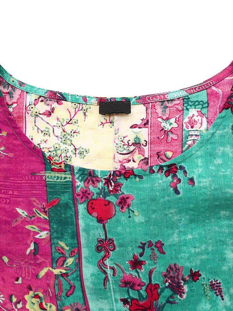 Dame Abstrakt Print Kortermet Vintage Maxi Kjole