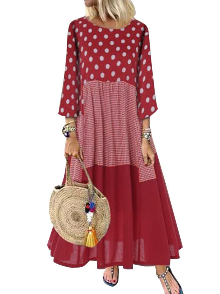 Dame Søm Design Polka Dot Sidelommer Maxi Dress