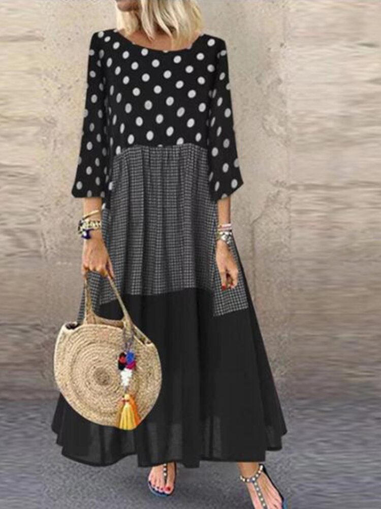 Dame Søm Design Polka Dot Sidelommer Maxi Dress