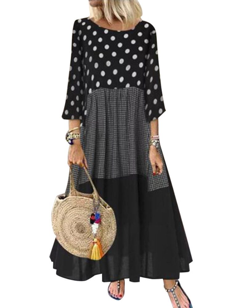 Dame Søm Design Polka Dot Sidelommer Maxi Dress