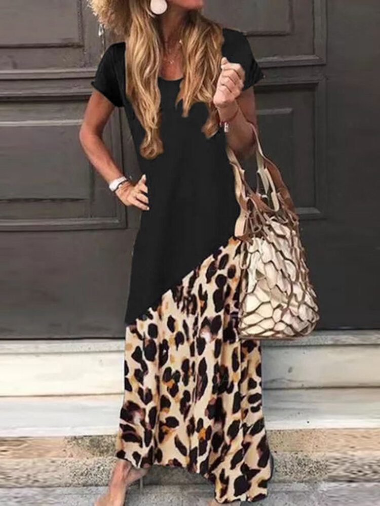 Fritid Leopard Sommerbluse I Europeisk Stil Wirh Lomme For Dame