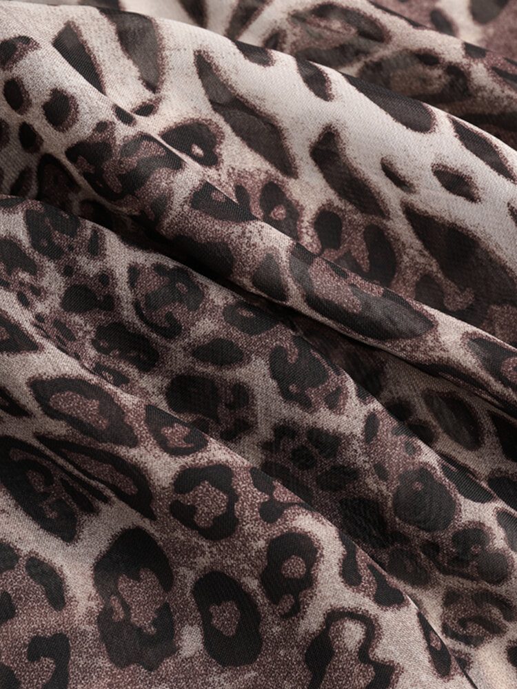 Leopardprint Skjøting Fritid Uformell Ferie Maxikjole For Dame