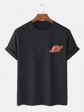 100% Bomull Herre Halloween Gresskar Print Kortermede T-skjorter