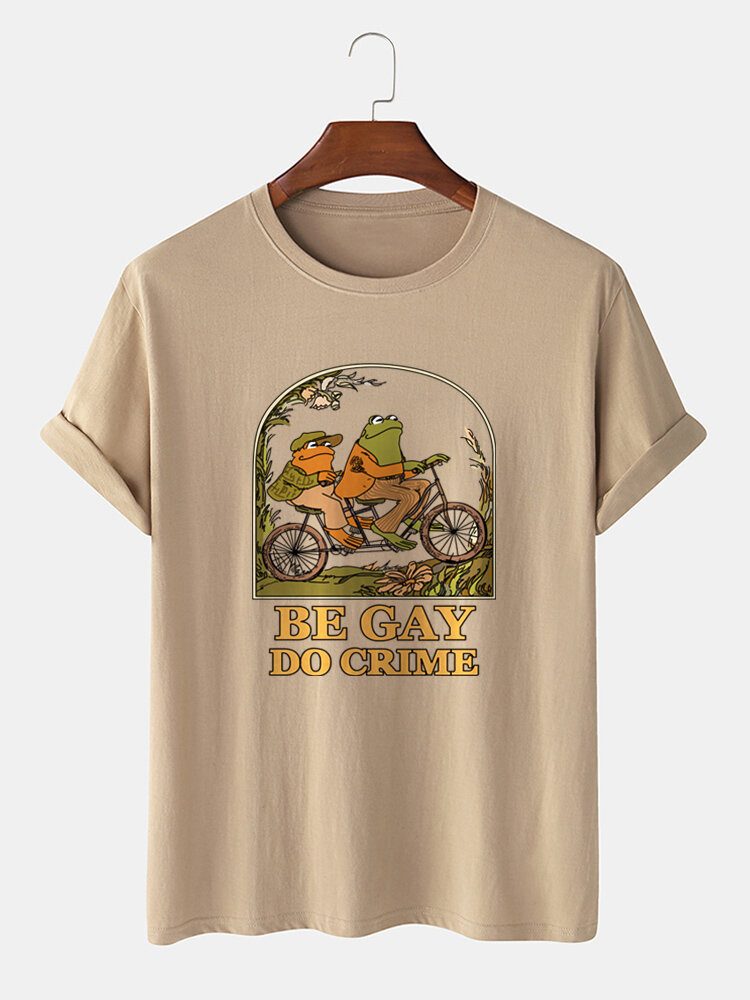 Casual Cotton Frog Cartoon T-skjorter Med Korte Ermer For Menn